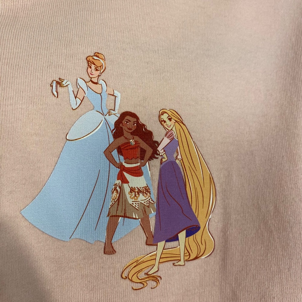 DISNEY Kids Princess Spirit Jersey Pullover L(11/12) Pink Sparkly Puff Print - Picture 4 of 11